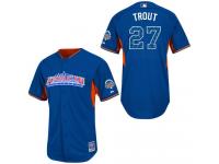 Royal Blue Mike Trout Men #27 Majestic MLB Los Angeles Angels Of Anaheim American League 2013 All-Star BP Jersey