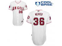 White Jered Weaver Men #36 Majestic MLB Los Angeles Angels Of Anaheim Cool Base Home Jersey