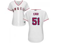 White Ji-Man Choi Women #51 Majestic MLB Los Angeles Angels of Anaheim 2016 New Cool Base Jersey