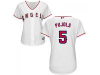 White Jose Pujols Women #5 Majestic MLB Los Angeles Angels of Anaheim 2016 New Cool Base Jersey