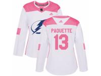 Women Adidas Tampa Bay Lightning #13 Cedric Paquette White/Pink Fashion NHL Jersey
