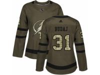 Women Adidas Tampa Bay Lightning #31 Peter Budaj Green Salute to Service NHL Jersey