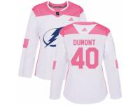 Women Adidas Tampa Bay Lightning #40 Gabriel Dumont White/Pink Fashion NHL Jersey