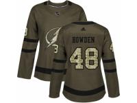 Women Adidas Tampa Bay Lightning #48 Brett Howden Green Salute to Service NHL Jersey
