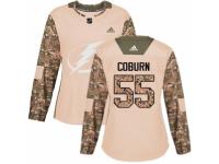 Women Adidas Tampa Bay Lightning #55 Braydon Coburn Camo Veterans Day Practice NHL Jersey
