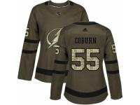 Women Adidas Tampa Bay Lightning #55 Braydon Coburn Green Salute to Service NHL Jersey