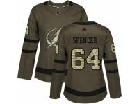 Women Adidas Tampa Bay Lightning #64 Matthew Spencer Green Salute to Service NHL Jersey