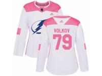 Women Adidas Tampa Bay Lightning #79 Alexander Volkov White/Pink Fashion NHL Jersey