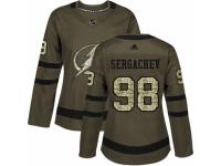 Women Adidas Tampa Bay Lightning #98 Mikhail Sergachev Green Salute to Service NHL Jersey