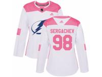 Women Adidas Tampa Bay Lightning #98 Mikhail Sergachev White/Pink Fashion NHL Jersey