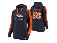Women Denver Broncos #58 Von Miller Navy-Orange Iconic Color Block Pullover Hoodie