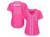 Women Majestic Los Angeles Angels of Anaheim #20 Bud Norris Pink Fashion MLB Jersey