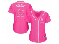 Women Majestic Los Angeles Angels of Anaheim #25 Ben Revere Pink Fashion MLB Jersey