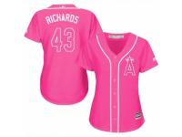 Women Majestic Los Angeles Angels of Anaheim #43 Garrett Richards Pink Fashion MLB Jersey