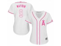 Women Majestic Los Angeles Angels of Anaheim #9 Cameron Maybin White Fashion Cool Base MLB Jersey