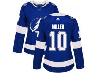 Women's Adidas NHL Tampa Bay Lightning #10 J.T. Miller Authentic Home Jersey Royal Blue Adidas