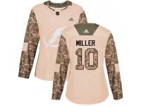 Women's Adidas NHL Tampa Bay Lightning #10 J.T. Miller Authentic Jersey Camo Veterans Day Practice Adidas