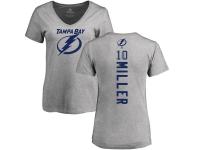 Women's Adidas NHL Tampa Bay Lightning #10 J.T. Miller Backer Ash T-Shirt Adidas