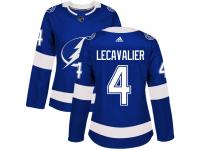 Women's Adidas NHL Tampa Bay Lightning #4 Vincent Lecavalier Authentic Home Jersey Royal Blue Adidas