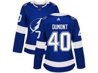 Women's Adidas NHL Tampa Bay Lightning #40 Gabriel Dumont Authentic Home Jersey Royal Blue Adidas