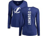Women's Adidas NHL Tampa Bay Lightning #40 Gabriel Dumont Backer V-Neck Royal Blue Long Sleeve T-Shirt Adidas