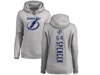 Women's Adidas NHL Tampa Bay Lightning #64 Matthew Spencer Backer Ash Pullover Hoodie Adidas