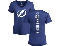 Women's Adidas NHL Tampa Bay Lightning #64 Matthew Spencer Backer Royal Blue T-Shirt Adidas