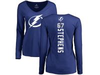 Women's Adidas NHL Tampa Bay Lightning #67 Mitchell Stephens Backer V-Neck Royal Blue Long Sleeve T-Shirt Adidas