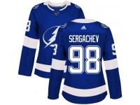 Women's Adidas NHL Tampa Bay Lightning #98 Mikhail Sergachev Authentic Home Jersey Royal Blue Adidas