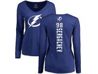 Women's Adidas NHL Tampa Bay Lightning #98 Mikhail Sergachev Backer V-Neck Royal Blue Long Sleeve T-Shirt Adidas