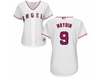 Women's Majestic Los Angeles Angels of Anaheim #9 Cameron Maybin Authentic White Home Cool Base MLB Jersey
