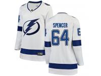 Women's NHL Tampa Bay Lightning #64 Matthew Spencer Breakaway Away Jersey White
