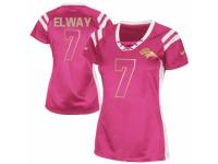 Women's Nike Denver Broncos #7 John Elway Elite Pink Draft Him Shimmer NFL Jersey