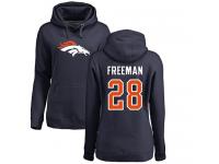 Women's Royce Freeman Navy Blue Name & Number Logo NFL Nike Denver Broncos #28 Pullover Hoodie