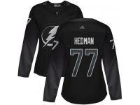 Women's Tampa Bay Lightning #77 Victor Hedman Black Alternate Authentic Hockey Jersey