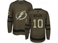 Youth Adidas NHL Tampa Bay Lightning #10 J.T. Miller Authentic Jersey Green Salute to Service Adidas
