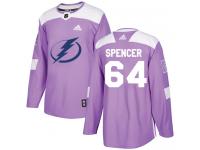 Youth Adidas NHL Tampa Bay Lightning #64 Matthew Spencer Authentic Jersey Purple Fights Cancer Practice Adidas