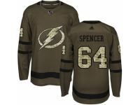 Youth Adidas Tampa Bay Lightning #64 Matthew Spencer Green Salute to Service NHL Jersey