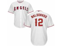 Youth Majestic Los Angeles Angels of Anaheim #12 Martin Maldonado Authentic White Home Cool Base MLB Jersey