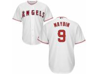 Youth Majestic Los Angeles Angels of Anaheim #9 Cameron Maybin Authentic White Home Cool Base MLB Jersey