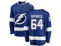 Youth NHL Tampa Bay Lightning #64 Matthew Spencer Breakaway Home Jersey Royal Blue