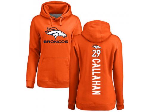 #29 Bryce Callahan Orange Football Backer Women's Denver Broncos Pullover Hoodie