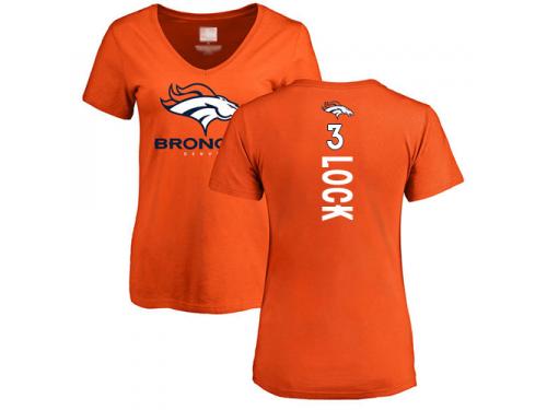 #3 Drew Lock Orange Football Backer Women's Denver Broncos T-Shirt