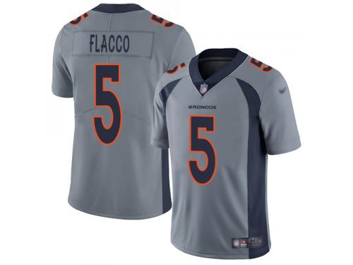 #5 Limited Joe Flacco Silver Football Youth Jersey Denver Broncos Inverted Legend