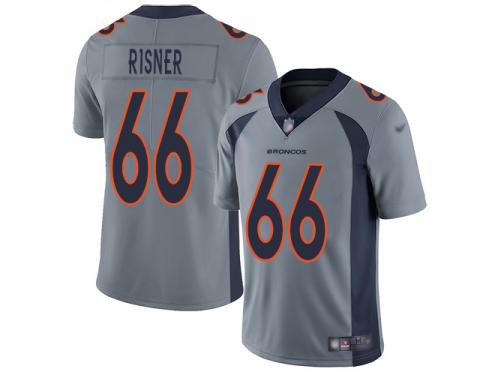 #66 Limited Dalton Risner Silver Football Men's Jersey Denver Broncos Inverted Legend