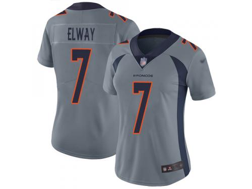 #7 Limited John Elway Silver Football Women's Jersey Denver Broncos Inverted Legend