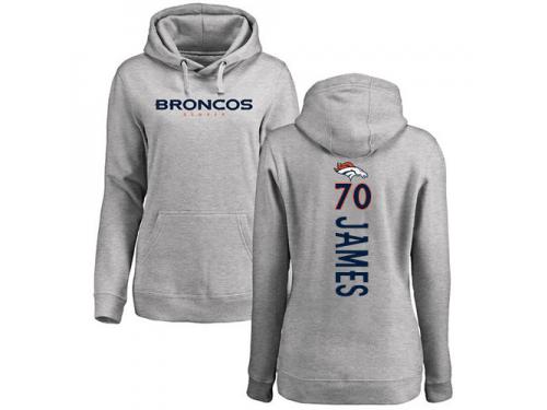 #70 Ja'Wuan James Ash Football Backer Women's Denver Broncos Pullover Hoodie