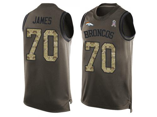 #70 Ja'Wuan James Green Football Men's Jersey Denver Broncos Salute to Service Tank Top