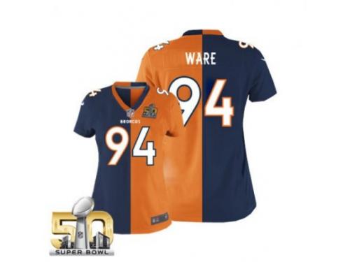 DeMarcus Ware WoMen Jersey - Denver Broncos #94 Alternate Team Two Tone Super Bowl 50 Bound Nike NFL