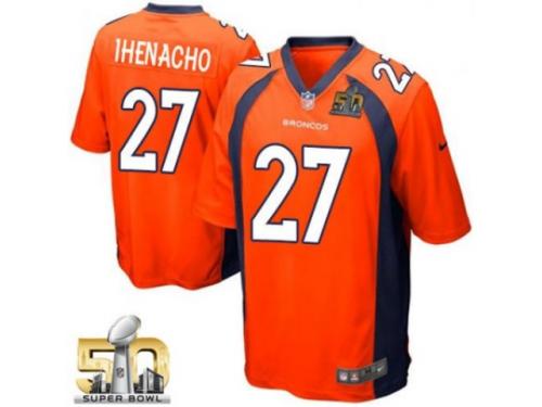 Game Duke Ihenacho Youth Jersey - Denver Broncos #27 Home Orange Super Bowl 50 Bound Nike NFL